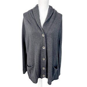 J. Jill Women's XL Button Longline Cardigan Sweater Gray Angora Blend